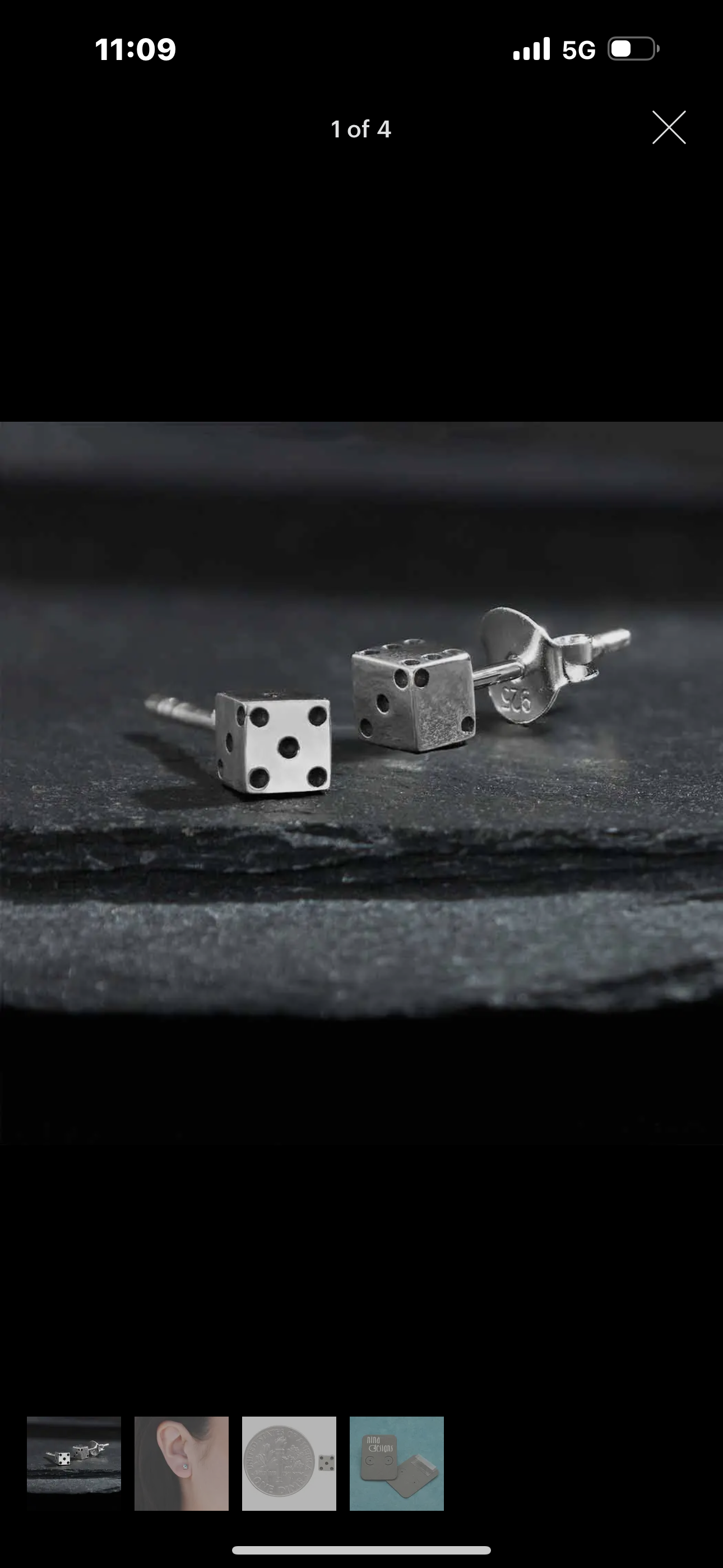 Sterling Silver Tiny Dice Stud