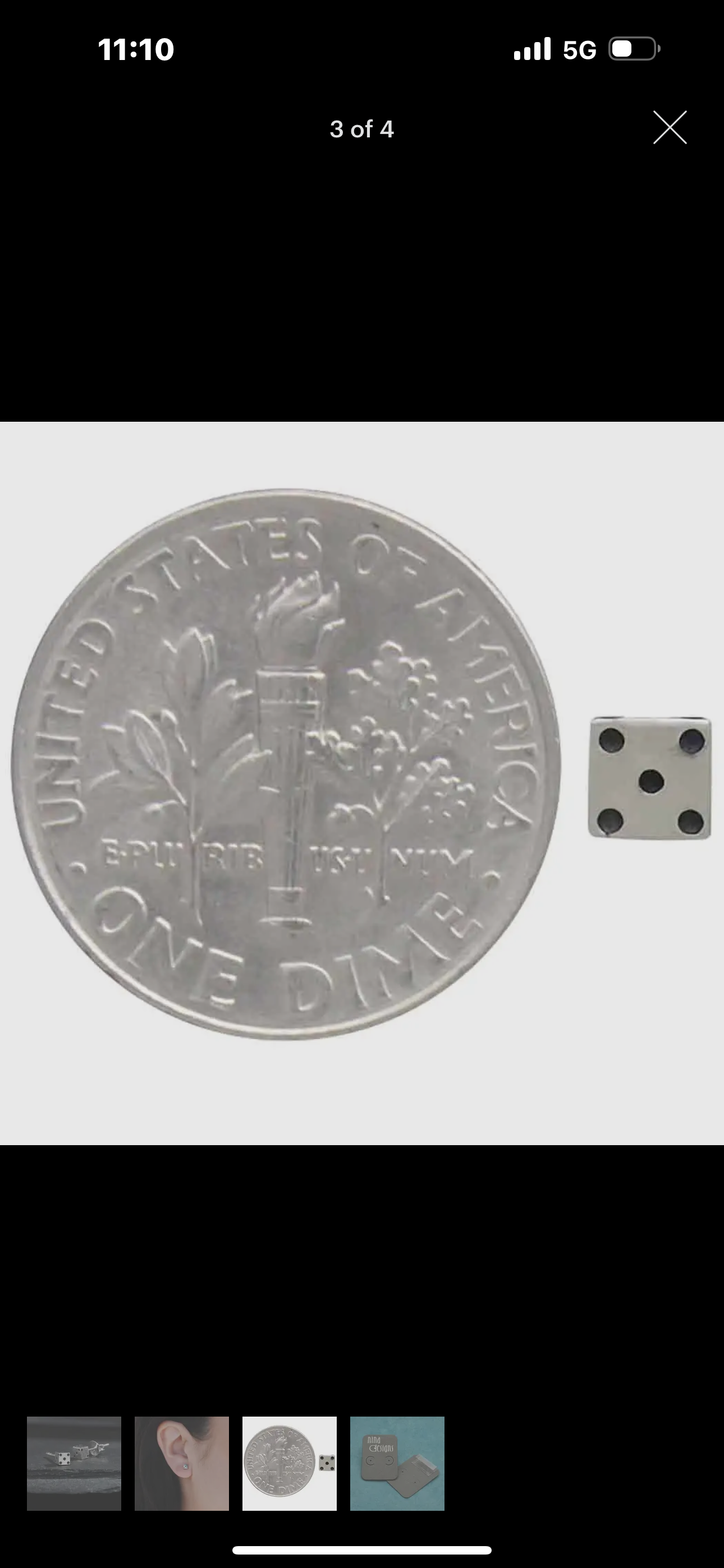 Sterling Silver Tiny Dice Stud