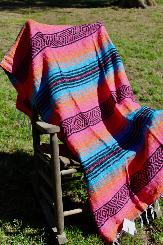 Fiesta Throw Beach Blanket TQ/Black/HPink/Orange