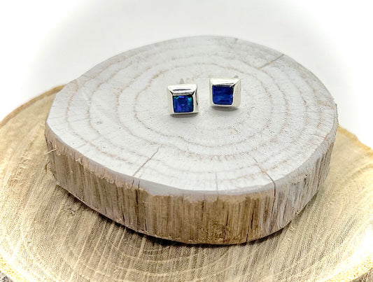 Pretty Lil’ Square Blue Studs