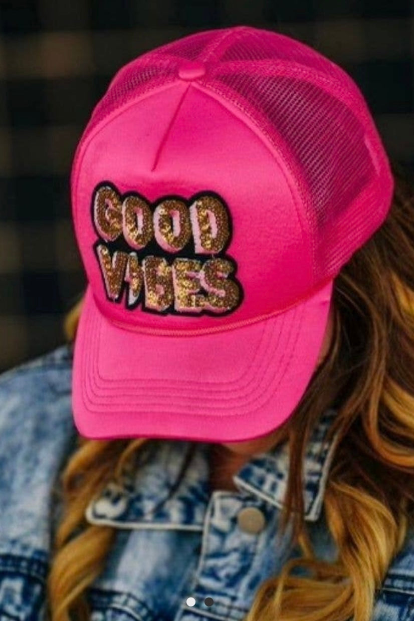 Good Vibes Pink Foam Trucker Hat