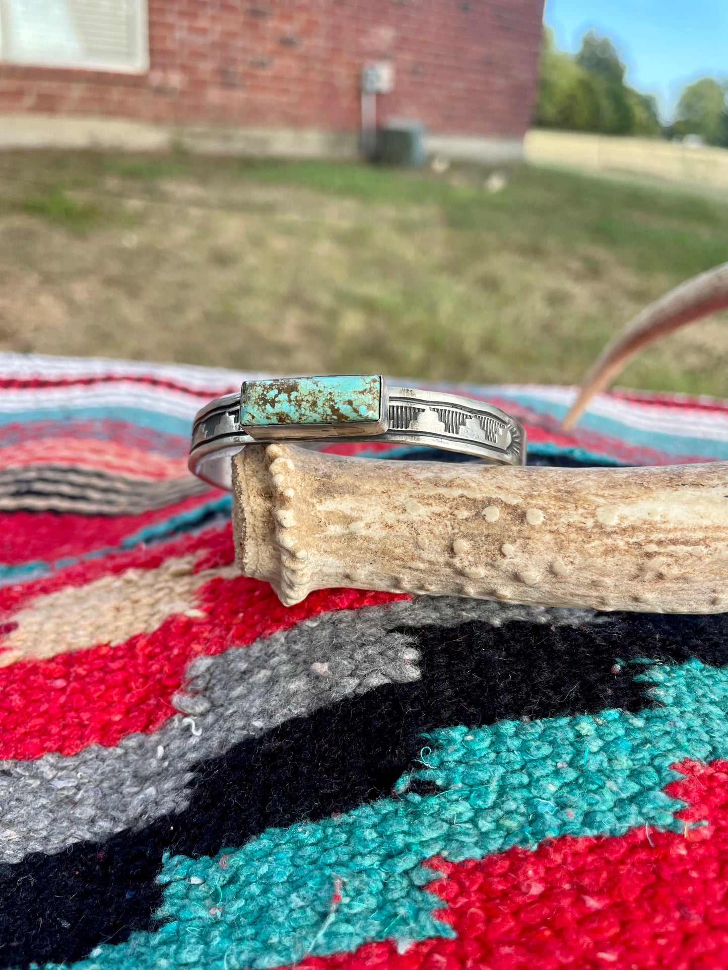 Silver cuff with stone