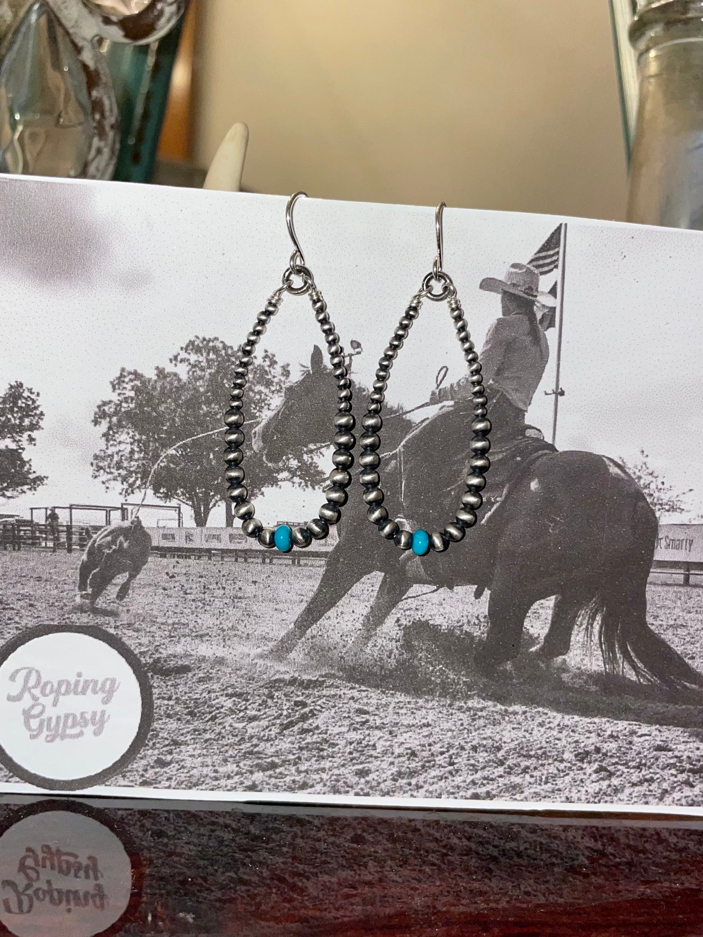 Teardrop Oxidized Navajo & TQ Pearl hooks