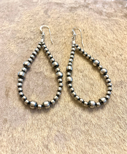 Earring Long Navajo Pearl Drop Authentic Sterling Silver