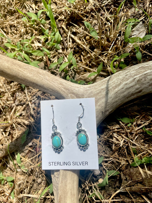 Authentic Turquoise and Sterling Silver  Drop Earrings